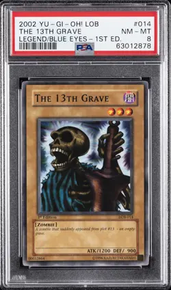 2002 YU-GI-OH! LOB-LEGEND OF BLUE EYES WHITE DRAGON 1ST ED THE 13TH GRAVE PSA 8 - Image 1