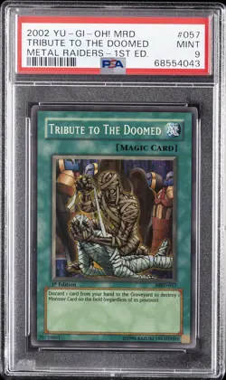 2002 YU-GI-OH! MRD-METAL RAIDERS 1ST EDITION #057 TRIBUTE TO THE DOOMED PSA 9 - Image 1