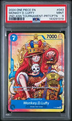 2024 ONE PIECE PROMOS 2ND ANV TOURNAMENT-PARTICIPATION MONKEY D. LUFFY PSA 9 - Image 1