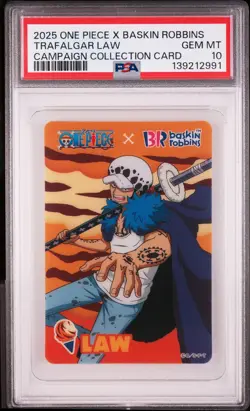 2025 ONE PIECE X BASKIN ROBBINS TRAFALGAR LAW PSA 10 - Image 1
