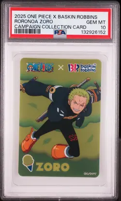 2025 ONE PIECE X BASKIN ROBBINS RORONOA ZORO PSA 10 - Image 1