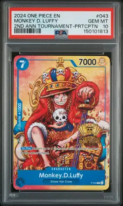2024 ONE PIECE PROMOS 2ND ANV TOURNAMENT-PARTICIPATION MONKEY D. LUFFY PSA 10 - Image 1