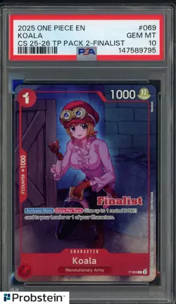 2025 One Piece En Championship 25-26 Event Pack Finalist #069 Koala PSA 10 - Image 1