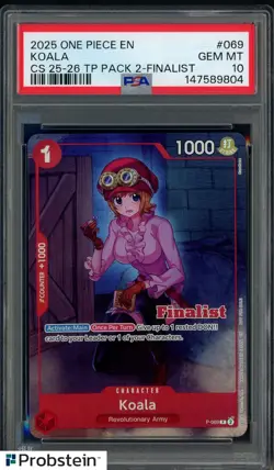2025 One Piece En Championship 25-26 Event Pack Finalist #069 Koala PSA 10 - Image 1