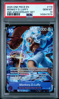 2025 ONE PIECE ENGLISH VERSION 2ND ANV SET #119 MONKEY D. LUFFY PSA 10 - Image 1