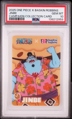 2025 ONE PIECE X BASKIN ROBBINS ONE PIECE CAMPAIGN COLL CARDS JINBE PSA 10 - Image 1