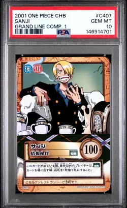 2001 ONE PIECE CARDDASS HYPER BATTLE GRAND LINE COMPILATION 1 #C407 SANJI PSA 10 - Image 1