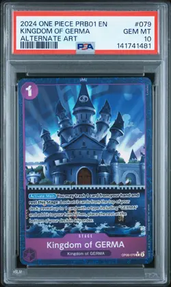 2024 ONE PIECE PRB01 ALTERNATE ART #079 KINGDOM OF GERMA PSA 10 - Image 1