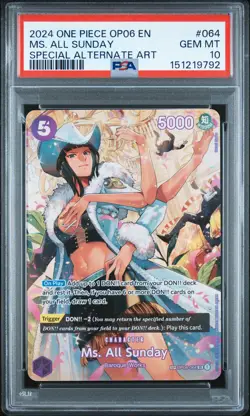 2024 ONE PIECE OP06-WINGS OF THE CAPTAIN #064 MS. ALL SUNDAY PSA 10 - Image 1
