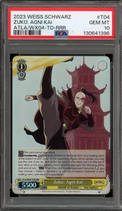 Weiss Schwarz Zuko: Agni Kai Avatar ATLA/EX04-T04R RRR PSA 10 Gem Mint - Image 1