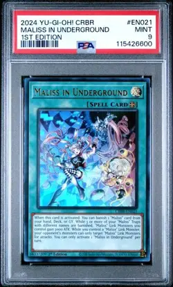 PSA 9 Yugioh Ultra Rare Maliss in Underground CRBR-EN021 1st Edition - Image 3