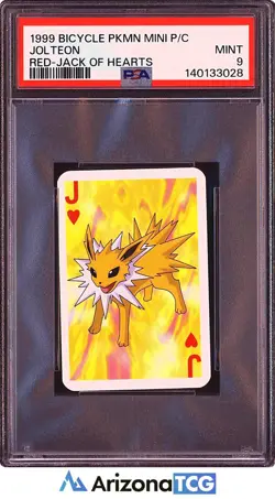 Pokemon 1999 Jolteon Jack Of Hearts Red Bicycle Pokemon Mini Playing Cards PSA 9 - Image 1