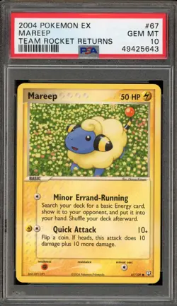Pokemon Mareep EX Team Rocket Returns #67 PSA 10 Gem Mint - Image 1