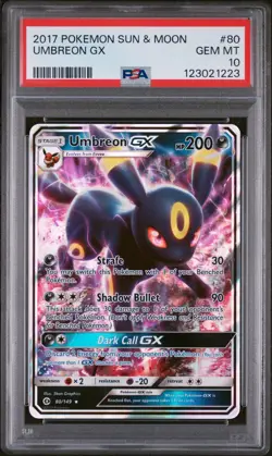 2017 POKEMON SUN & MOON #80 UMBREON GX PSA 10 - Image 1