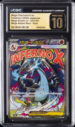 2025 POKEMON MEGA DREAM EX JPN MEGA ATTACK RARE #223 MEGA CHARIZARD X EX CGC 10 - Image 1