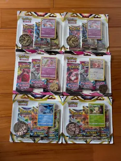 6 TOTAL Pokemon 3 Pack Blisters ft. Eevee-lution promos (Brilliant Stars/Fusion) - Image 1