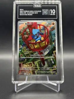 2025 Pokemon Mega Evolution Black Star Promo Riolu #010 TAG 10 Gem Mint - Image 1