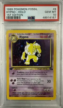1999 Pokemon Fossil 1st Edition #8 Hypno-Holo PSA 10 - Image 1