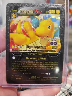 Dragonite VStar Black Foil Fan Art Vinyl Textured Collector Pokemon 050/078 - Image 1