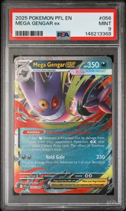2025 POKEMON PFL EN-PHANTASMAL FLAMES #056 MEGA GENGAR EX PSA 9 - Image 1