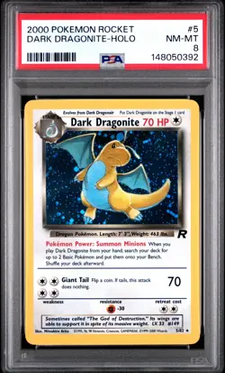 2000 POKEMON ROCKET #5 DARK DRAGONITE-HOLO PSA 8 - Image 1