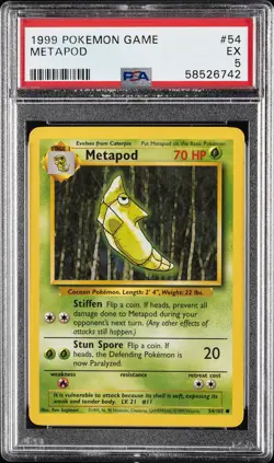 1999 POKEMON BASE SET UNLIMITED #54 METAPOD PSA 5 - Image 1