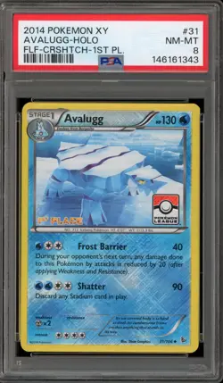 Pokemon Avalugg Pokemon League 1st Place Crosshatch Reverse Holo #31 PSA 8 - Image 1
