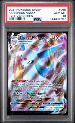 2021 POKEMON SWORD & SHIELD EVOLVING SKIES #065 FULL ART/ESPEON VMAX PSA 10 - Image 1