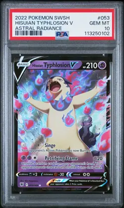 2022 POKEMON SWORD & SHIELD ASTRAL RADIANCE #053 HISUIAN TYPHLOSION V PSA 10 - Image 1