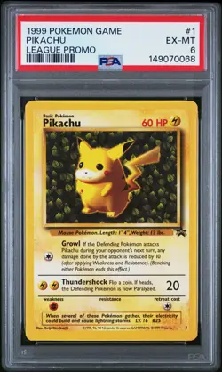 1999 POKEMON LEAGUE PROMO #1 PIKACHU PSA 6 - Image 1