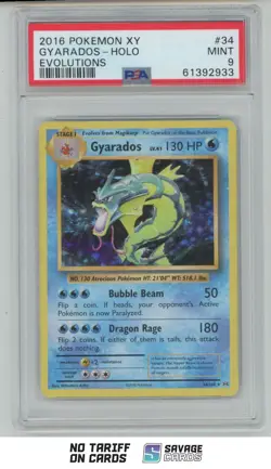 2016 Pokemon XY Evolutions Holo Gyarados PSA 9 #34/108 - Image 1