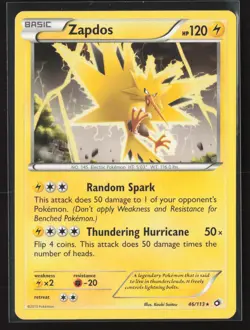 Zapdos 46/113 Rare Legendary Treasures Pokemon Lightly Played - Image 1