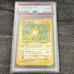 Pokemon 1999 Base Set Raichu Holo Rare #14/102 PSA 6 Ken Sugimori Art - Image 1