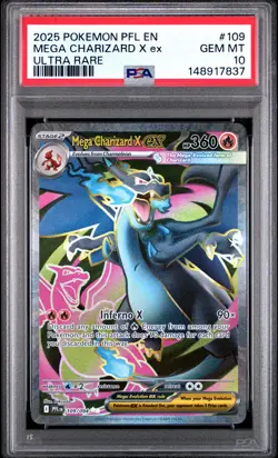 2025 POKEMON PFL EN-PHANTASMAL FLAMES ULTRA RARE #109 MEGA CHARIZARD X EX PSA 10 - Image 1