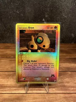 Team Magma's Aron 59/95 Reverse Holo Pokemon TCG - Image 1