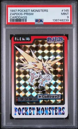 1997 POCKET MONSTERS CARDDASS #145 ZAPDOS-PRISM PSA 9 - Image 1