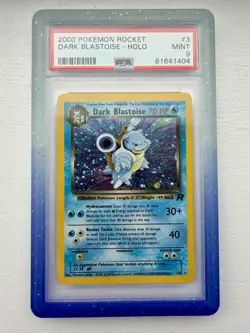 Dark Blastoise Holo Pokemon Card 3/82 Team Rocket Perfect Swirl 🌀PSA 9 w/ Guard - Image 1