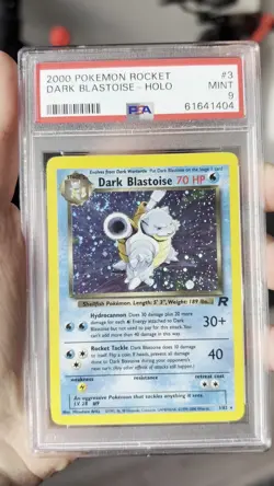 Dark Blastoise Holo Pokemon Card 3/82 Team Rocket Perfect Swirl 🌀PSA 9 w/ Guard - Image 2