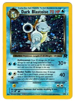 2000 Pokemon Team Rocket #3 Dark Blastoise Holo 💫HALF SWIRL💫 3/82 (LP) - Image 1