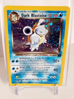Vintage WOTC Team Rocket Holo Dark Blastoise (with swirl) 3/82 Pokemon Card - Image 1