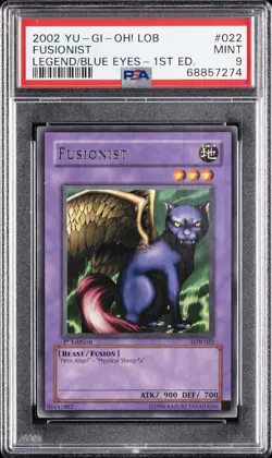 2002 YU-GI-OH! LOB-LEGEND OF BLUE EYES WHITE DRAGON 1ST ED #022 FUSIONIST PSA 9 - Image 1