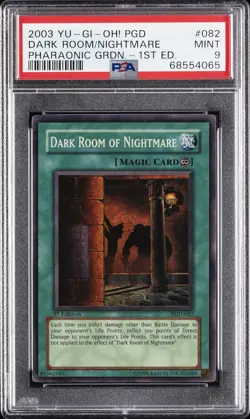 2003 YU-GI-OH! PGD-PHARAONIC GUARDIAN 1ST ED #082 DARK ROOM OF NIGHTMARE PSA 9 - Image 1