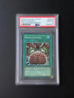 PSA 10 YU-GI-Oh! TLM-The Lost Millennium Brain Control Super Rare First Edition - Image 1