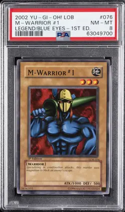 2002 YU-GI-OH! LOB-LEGEND OF BLUE EYES WHITE DRAGON 1ST ED M-WARRIOR #1 PSA 8 - Image 1