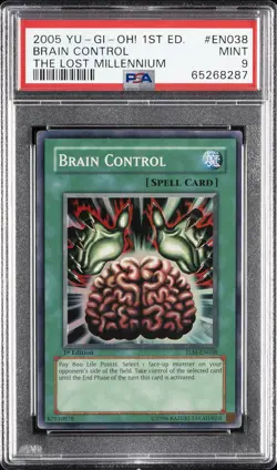 2005 YU-GI-OH! TLM-THE LOST MILLENNIUM 1ST ED #EN038 BRAIN CONTROL PSA 9 - Image 1