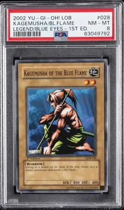 2002 YU-GI-OH! LOB-LEGEND OF BLUE EYES 1ST ED KAGEMUSHA OF THE BLUE FLAME PSA 8 - Image 1