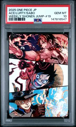 2025 ONE PIECE JAPANESE PROMOS MONKEY D. LUFFY/PORTGAS D. ACE/SABO PSA 10 - Image 1