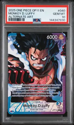 2025 ONE PIECE OP11-A FIST OF DIVINE SPEED ALTERNATE ART MONKEY D. LUFFY PSA 10 - Image 1