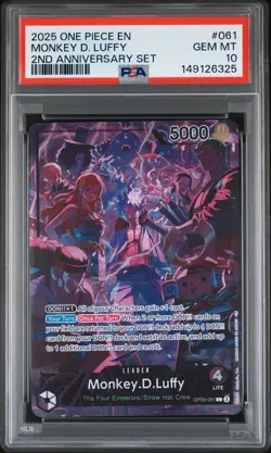 2025 ONE PIECE ENGLISH VERSION 2ND ANNIVERSARY SET #061 MONKEY D. LUFFY PSA 10 - Image 1