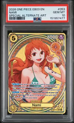 2026 ONE PIECE EB03-EXTRA BOOSTER -ONE PIECE HEROINES ED- #053 NAMI PSA 10 - Image 1